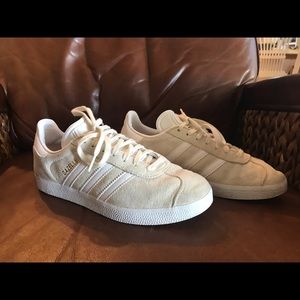 Tan suede Adidas tennis shoes!!